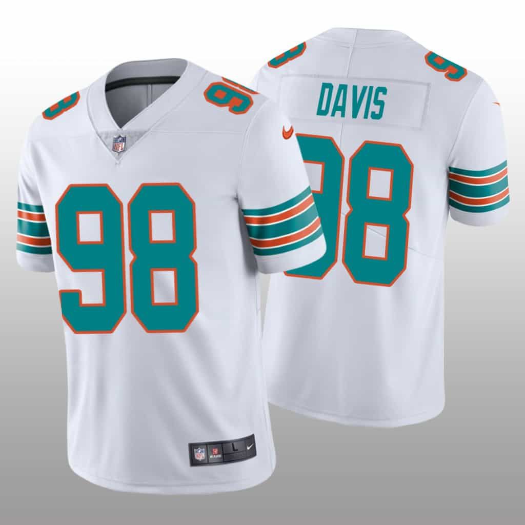 Men Miami Dolphins 98 Raekwon Davis Nike White Alternate Limited NFL Jersey